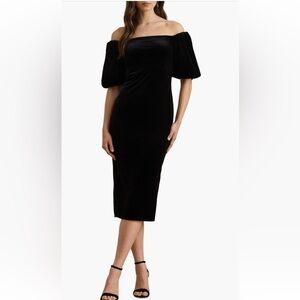 Elegant Ralph Lauren Black Velvet Dress Size 16 Like New